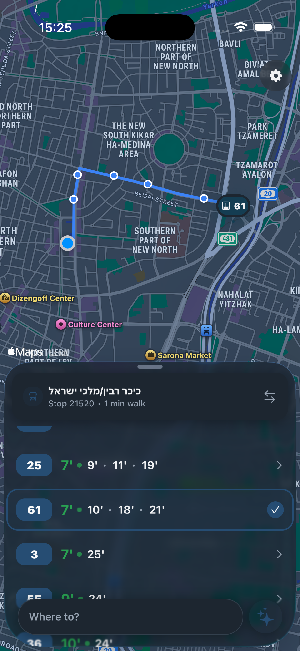 Autoto app showing real-time bus tracking and arrival times